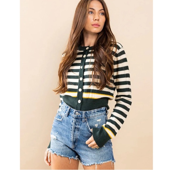 "The Eryn" Striped Button Down Cardigan - Picture 2 of 3